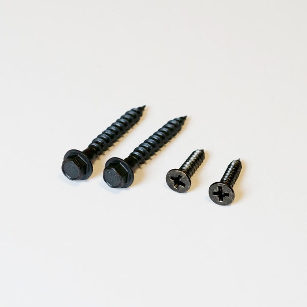 Matching Black Hardware, # 10 X 1.5" Lag Bolts and #8 X 1" Wood Screws