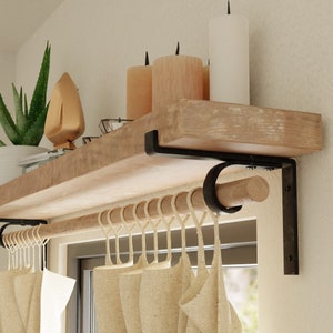 Shelf Bracket with Curtain rod holder, SOLD INDIVIDUALLY, Shelf and Curtain Hook, Drapery Hardware, Curtain Rod and Finial, Curtain rod