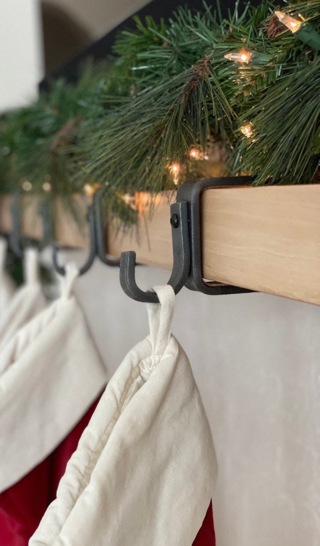 Christmas Stocking Holder Custom Mantel Hook Mantle Stocking Holder Farmhouse Hanger Christmas Decor Hand Forged Hook hanging Hook Etsy