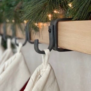 Christmas Stocking Holder, Custom Mantel Hook, Mantle stocking holder, Farmhouse Hanger, Christmas Decor, Hand forged Hook,Hanging Hook