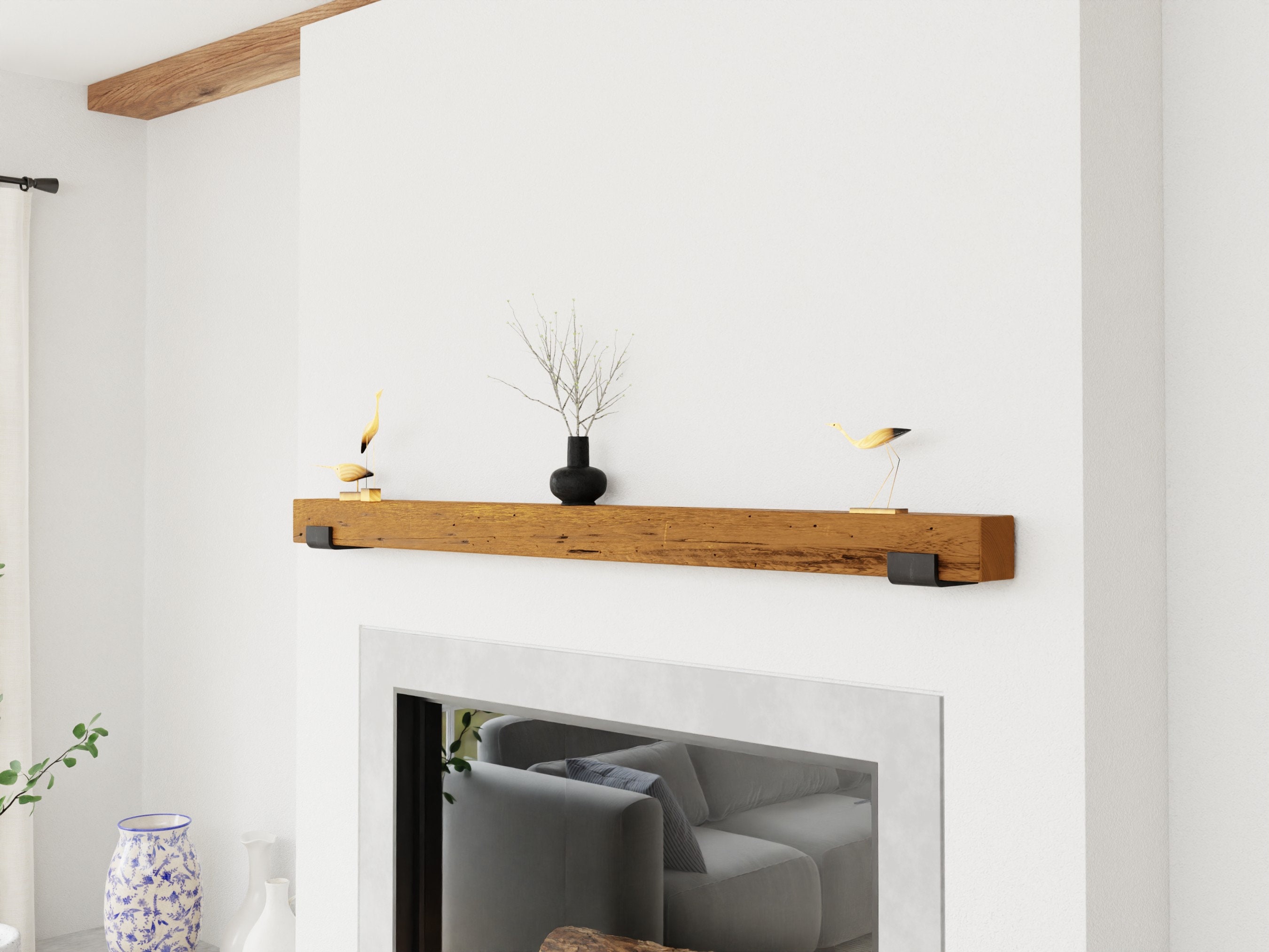 Reclaimed Barn Wood Fireplace Mantel Shelves - 3x5 – Modern Timber