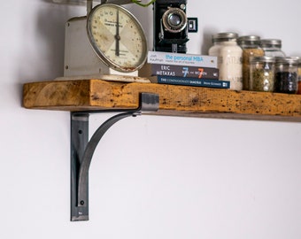 Shelf Bracket - Heavy Duty - 2" Wide - Rustic, Hand Forged Metal Shelf Brackets & Corbels for Bar/Counter + Kitchen Shelving