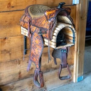 Saddle Rack Wall Mounted, Equestrian Design, Rustic Barn Storage ...