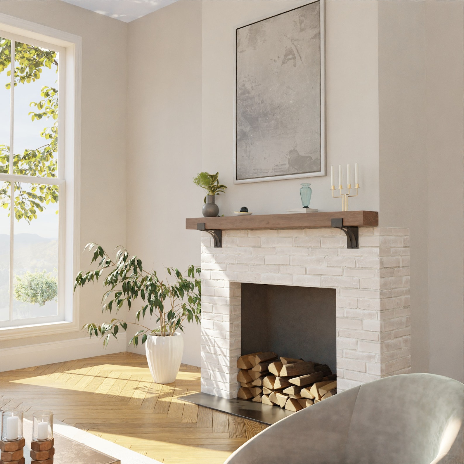 Fireplace Mantel Support 4 Wide Custom Farmhouse Mantel Etsy