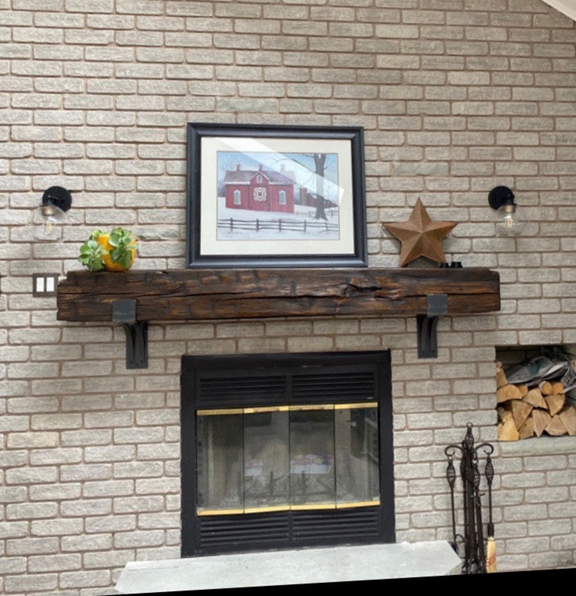 Fireplace Mantel Support 4 Wide Custom Farmhouse Mantel Etsy