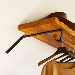 Angled wall Shelf Bracket, Attic Bedroom Closet rod Shelf, 1&quot; Heavy Duty, DIY Shelf Bracket, Closet Bracket, Industrial, Modern Shelf
