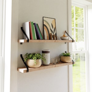 Bücherregal mit Halterungen, Eisenhalterung, schwebendes Bücherregal, Regalhalterung, Bauernhausdekor, Hochleistungsstahlhalterung, handgeschmiedet