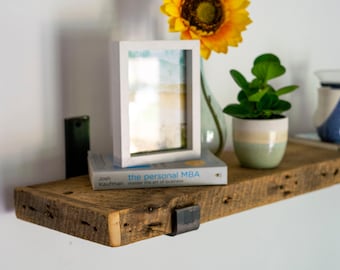 Reclaimed Wood Shelf With Brackets, Custom Antique Lumber Shelves, Red Cedar Barn Wood, Farmhouse Floating Shelf, Rustic Kitchen Decor