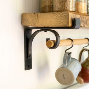 Soporte para estante de barra de armario, soporte para estante y barra abierto, resistente, soporte para estante de bricolaje, soporte para armario, industrial, rústico, estante moderno, 1"