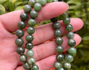 Grade A+++ Nephrite Jade Crystal Bead Bracelet 6-8mm, Genuine Nephrite Jade Gemstone Bracelet, Protection, Luck Stone, Gift for Men & Women