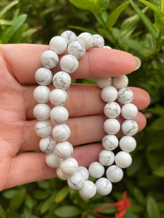 White Howlite Crystal Gemstone Bead Bracelet – Arora London