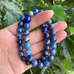 Grade A++ Lapis Crystal Bead Bracelet 8mm, Genuine Lapis Lazuli Gemstone Bracelet, Gift for Men & Women