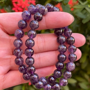 Grade A++ Amethyst Crystal Bead Bracelet 8mm, Purple Amethyst Bracelet, Crystals, Great Gift for Men & Women