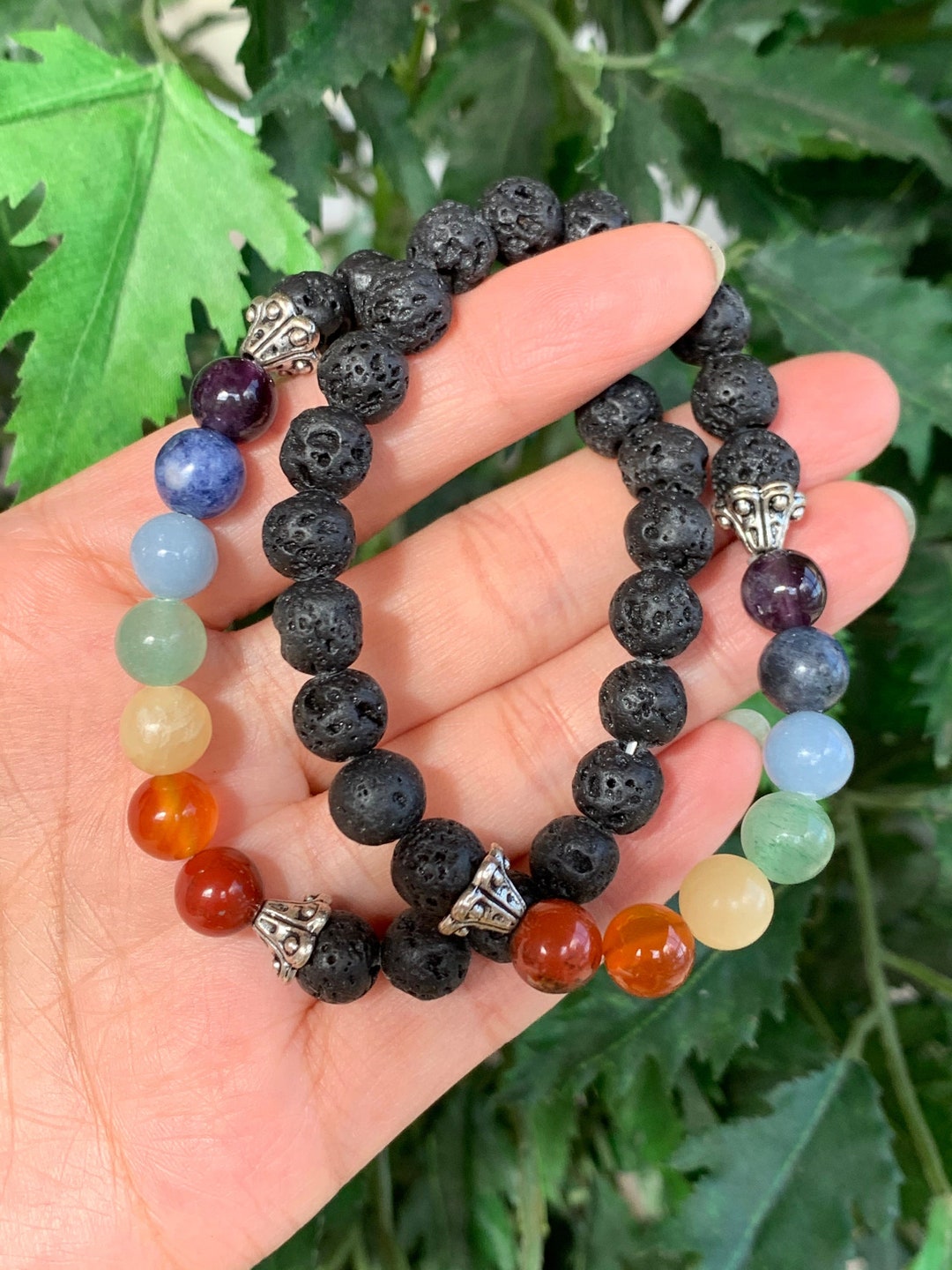 Lava Rock & 7 Chakra Stone Bracelet, Genuine Gemstone Bead, Stretch Bracelet,  Natural Lava Stone 7 Chakra Bracelet, Wholesale Bulk Lot 