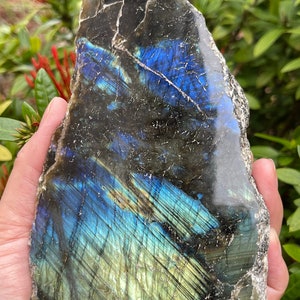 Natural Labradorite Slab, High Flash Free Standing Display Specimens, Raw Labradorite Slab Cut Base, Pick a Weight