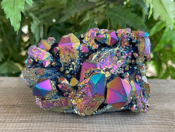 Large Aura Rainbow Quartz Clusters Grade A Rainbow Aura Quartz