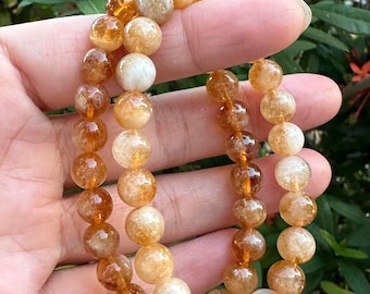 Grade A++ Citrine with Quartz Crystal Bead Bracelet 8mm, Citrine Quartz Crystal Gemstone Bracelet, Gift for Men & Women