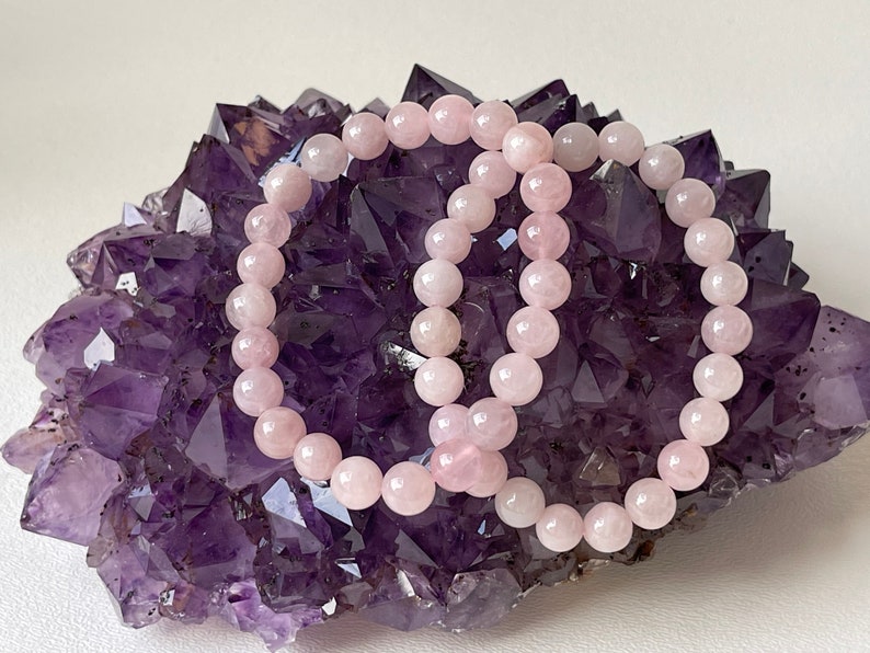 Grade A Rose Quartz Crystal Bead Bracelet 8mm Genuine image 8