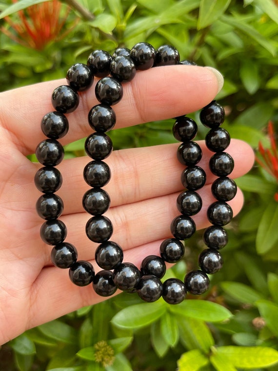 Kiran - 8mm - Black Onyx Beaded Rose Gold Lion Stretchy Bracelet with  Jasper Stone Beads and Silver Flowers