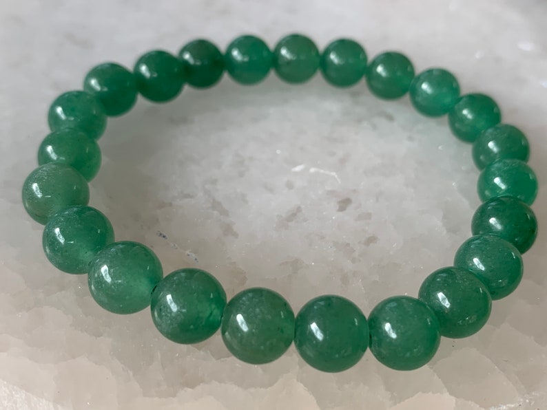 Grade A Green Aventurine Crystal Bead Bracelet 8mm Genuine image 5