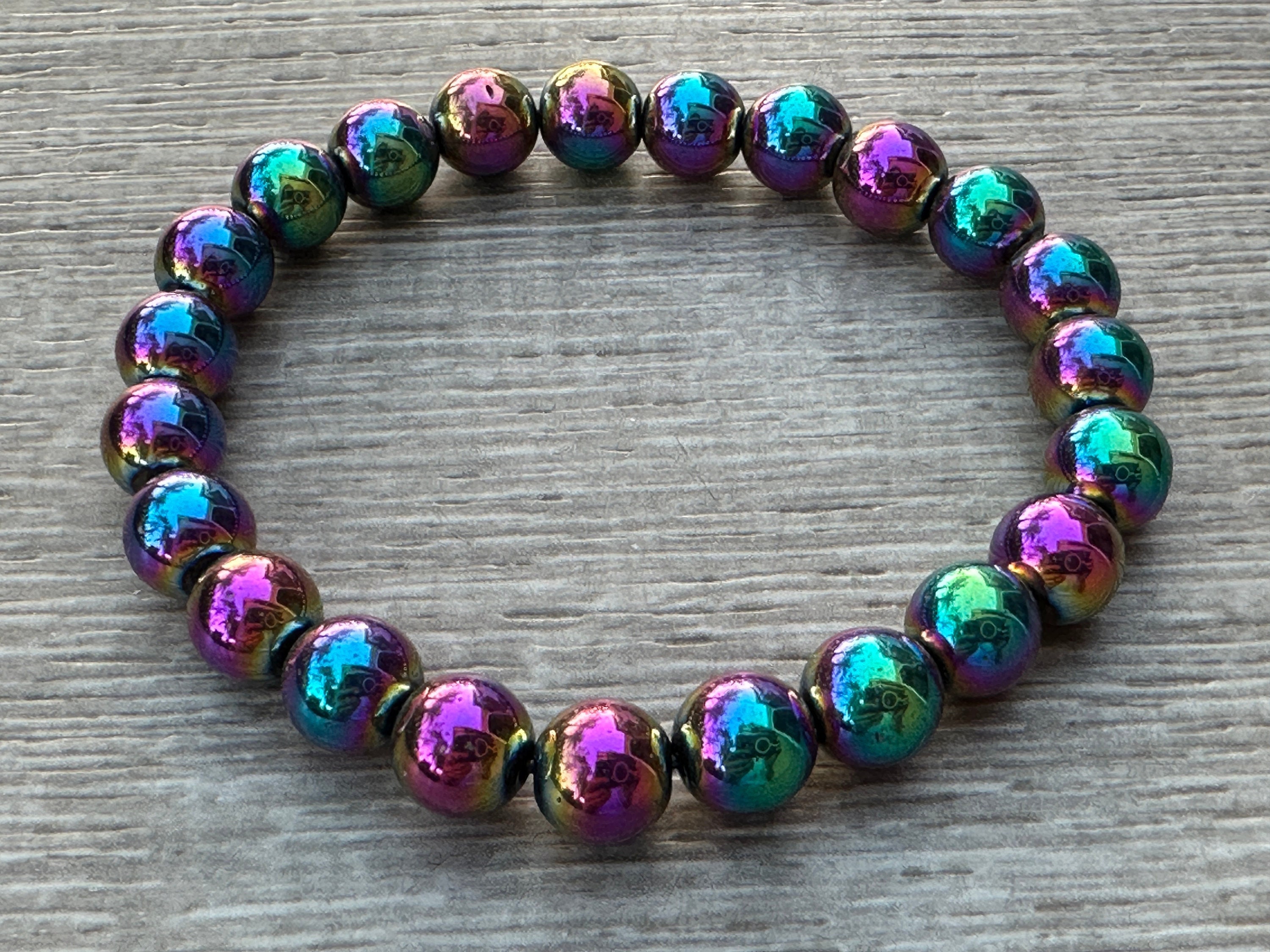 Rainbow High strength Magnetic bracelet, High power magnet therapy beads,  hematite beads, chronic pain, pain bracelet, men women bracelet