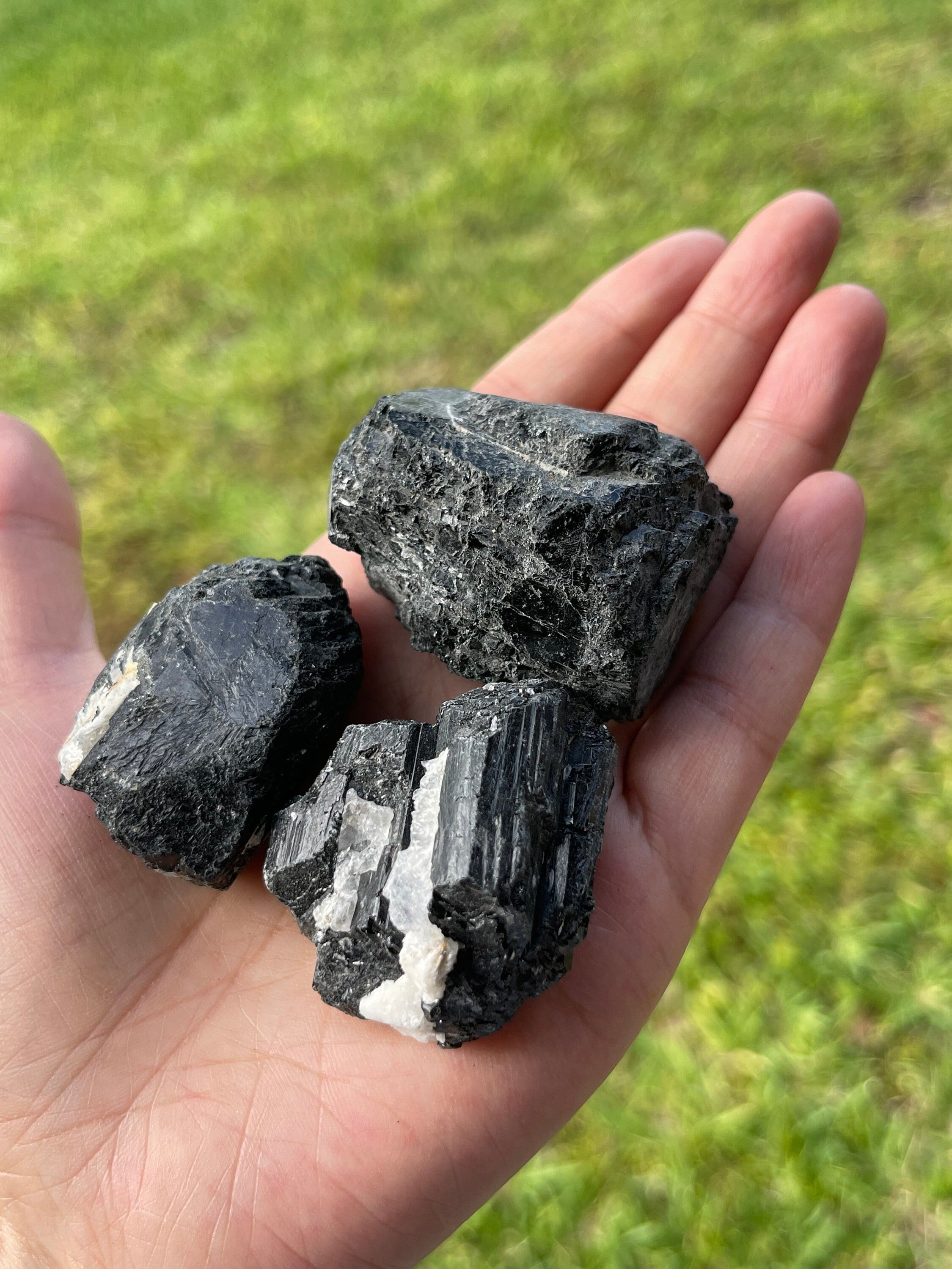 Black Tourmaline Natural Rough Stones 1.5 2 Inch Raw Black