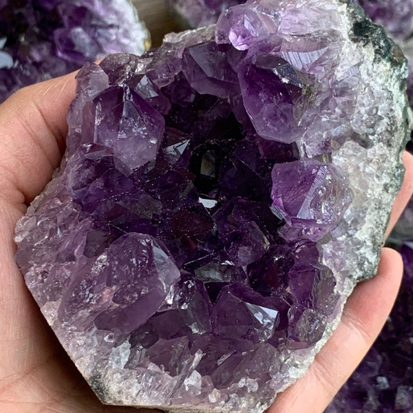 Grade A++ Deep Purple Amethyst Cluster, Amethyst Geode, Raw Amethyst, Amethyst Druze, Amethyst Crystals, 0.08-21 lbs, Pick a Size