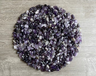 Grade A++ Amethyst Semi Tumbled Gemstone Mini chips 5 - 12 mm, Amethyst Purple Tumbled Mini Stones, Wholesale Bulk Lot