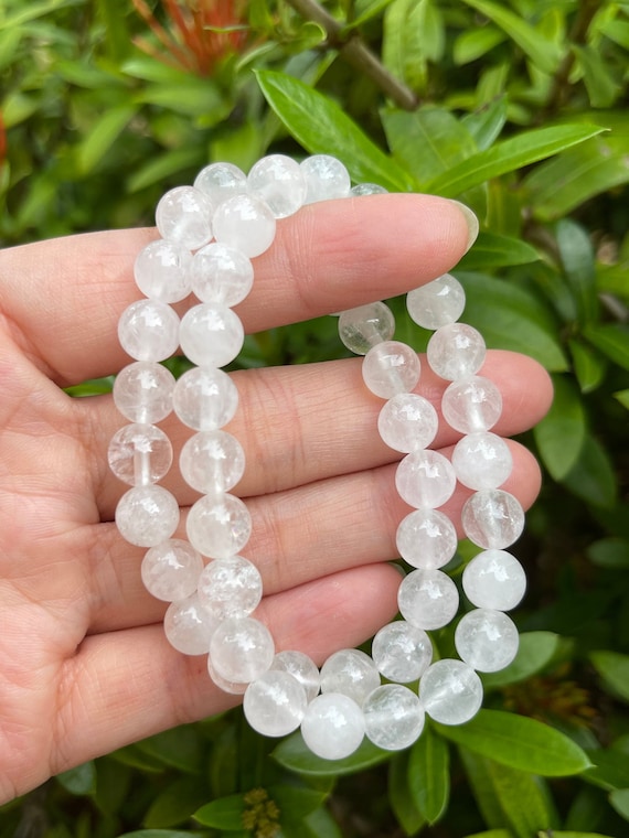 Small Glass Bead Stretchy Bracelets Off White