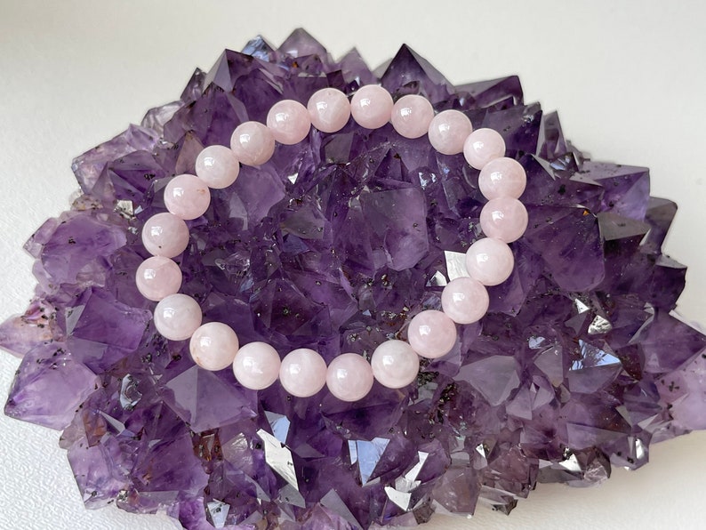 Grade A Rose Quartz Crystal Bead Bracelet 8mm Genuine image 2