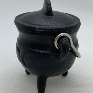 Triple Moon Cast Iron Cauldron With Lid, Perfect for Smudging, Incense ...