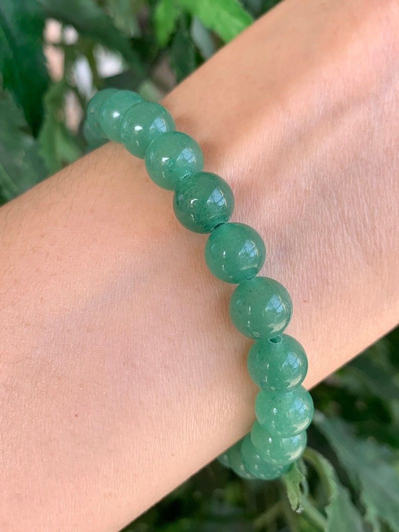 Grade A Green Aventurine Crystal Bead Bracelet 8mm Genuine image 7