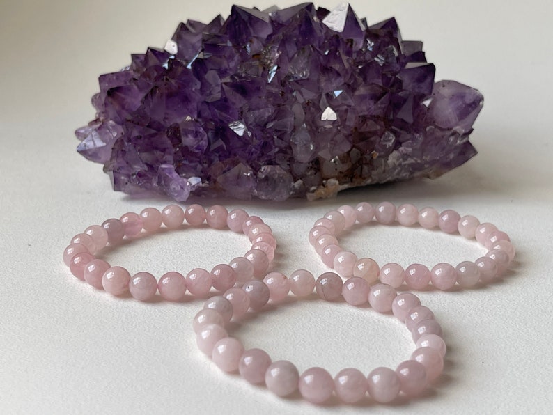 Grade A Rose Quartz Crystal Bead Bracelet 8mm Genuine image 4