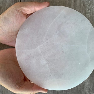 Polished Selenite Circle Charging Plate for Crystal Cleansing, Crystal Grid Layout, Energy Charging & Purification,Pick a Size: 3", 4", 6"