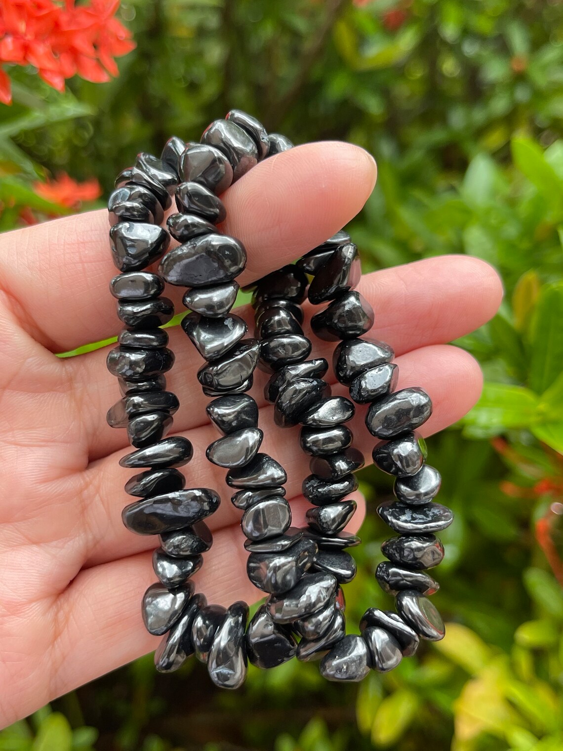 Shungite Bracelet Genuine Shungite Gemstone Nugget Stretch image 1