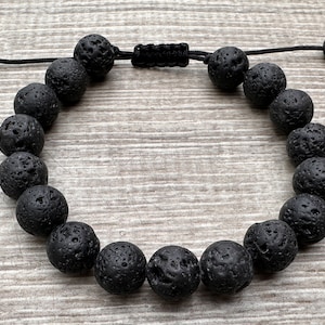 Mix Volcanic Stone Beads Bracelet Luck Natural Bead Bangle 6mm 8mm 10mm