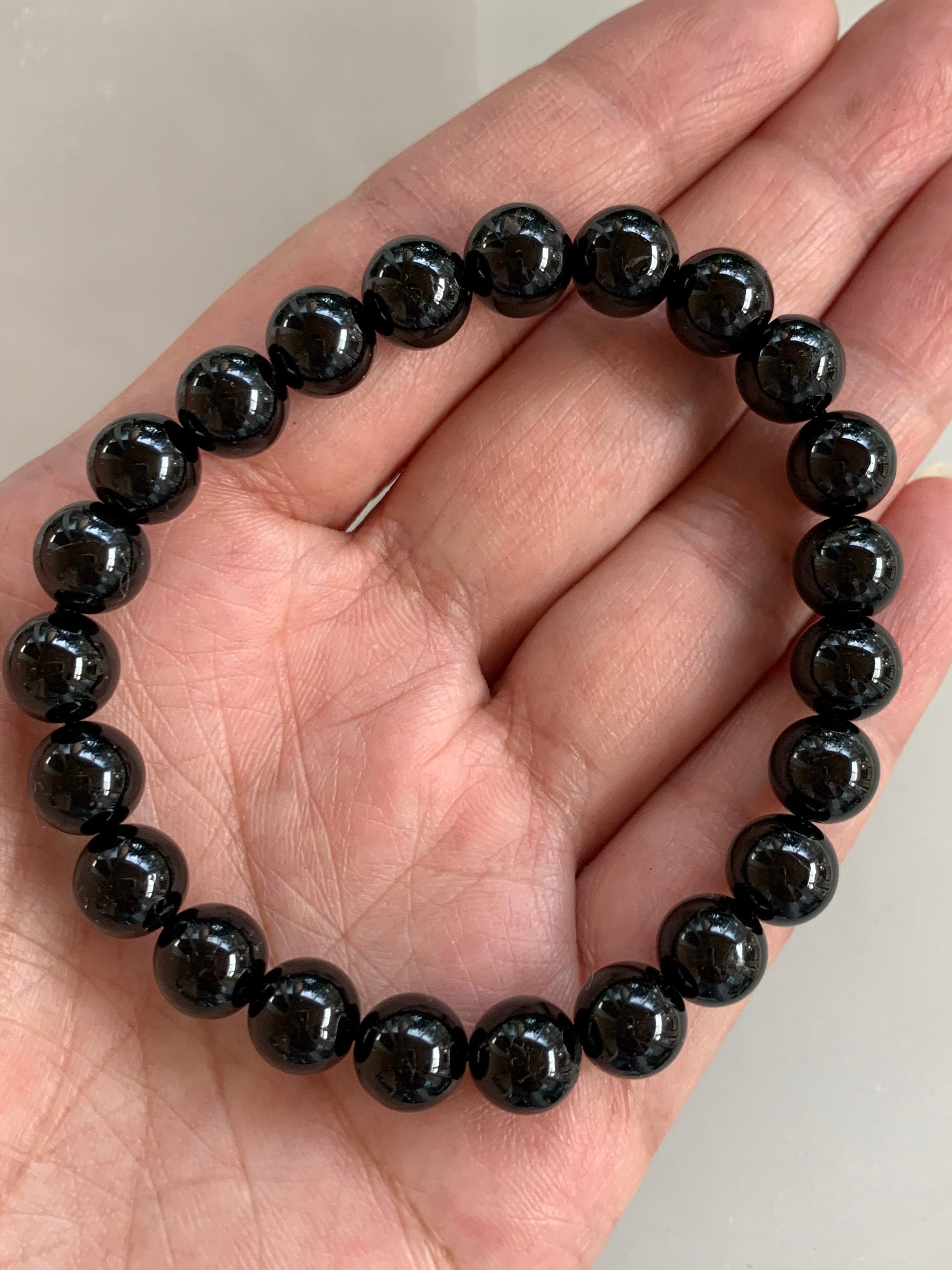 Buy Black Tourmaline Powerful Protection Bead Gemstone Stretch EMF  Protection Bracelet. Unisex Bracelet, AAA Quality Beads. Online in India -  Etsy
