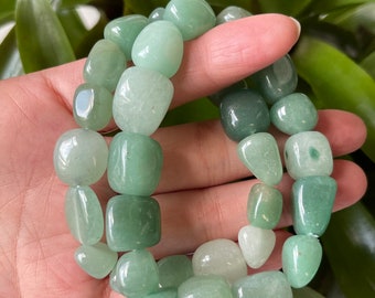Green Aventurine Crystal Nugget Bracelet 10-15mm, Genuine Green Aventurine Bracelet, Healing Crystals, Great Gift for Men & Women