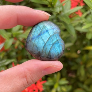 Grade A++ Labradorite Heart, 1.25-1.5" Polished Labradorite Puffy Heart, Labradorite Palm Stone, Pocket/Worry Stone, Wholesale Bulk Lot