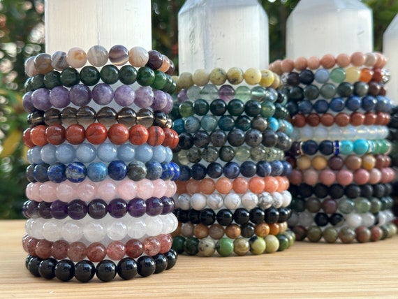 DearBracelet-Wholesale Gemstone Bracelet, 6mm Beaded Stretch Bracelets,  Priced 2pcs/pack (SLKS1030)