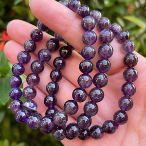 Grade A Amethyst Crystal Bead Bracelet 8mm, Purple Amethyst Bracelet ...