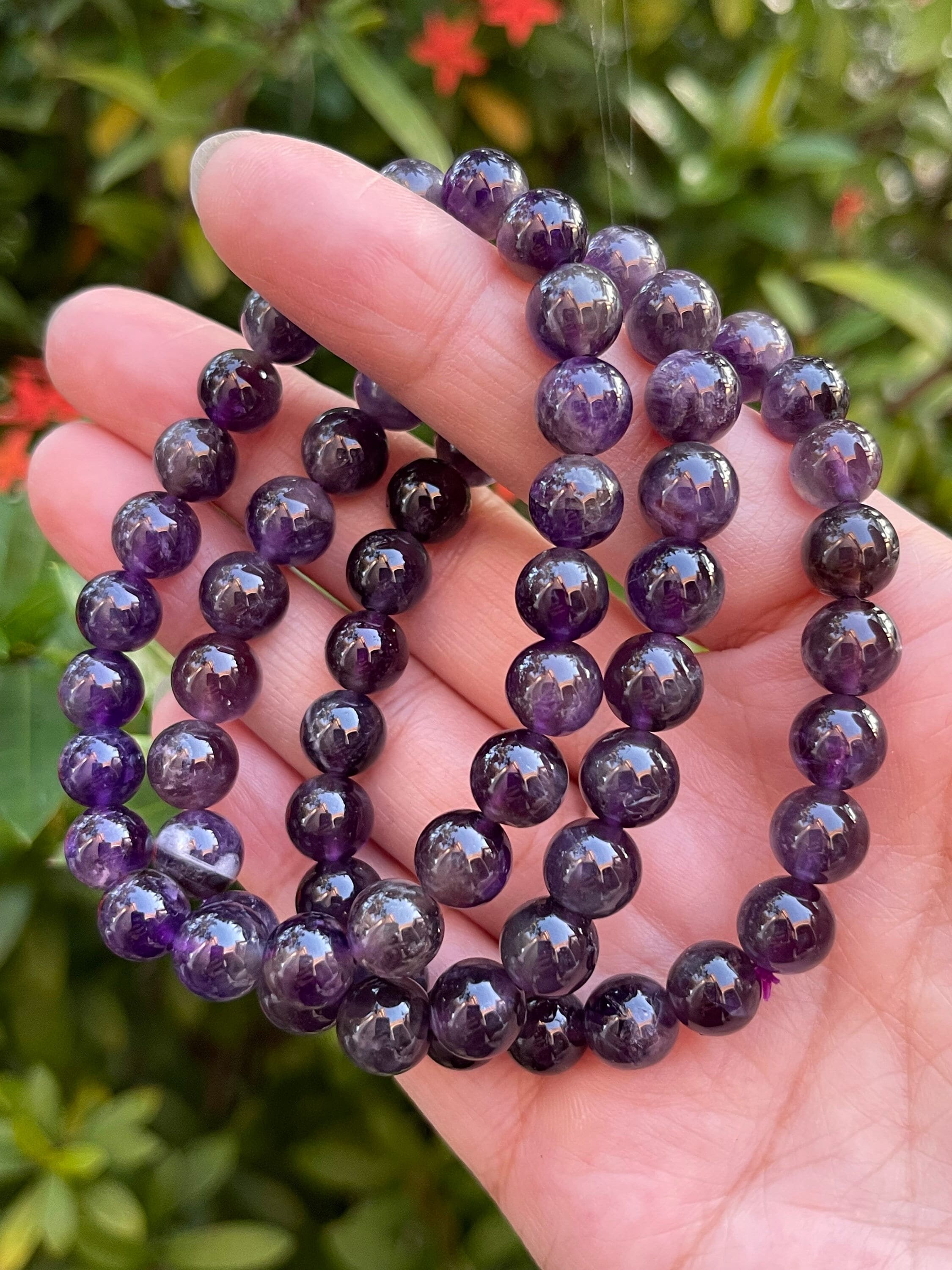 Brad 6mm Small Beads BOYBEADS Purple Amethyst Bracelet Gift for