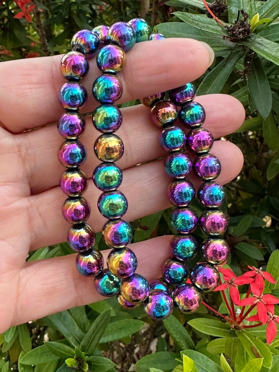 Amazon.com: Rainbow Hematite Bracelet for Women Men's Gifts - Protection  Healing Crystal Bracelet - 8mm Gemstone Beaded Adjustable Bracelet Pulseras  Para Hombres Mujer Stocking Stuffers : Handmade Products