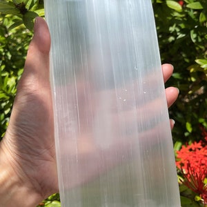 Large Selenite Charging Plate - 8 x 4 Inch Polished Selenite Slab, Selenite Tile, Selenite Plate, Selenite Crystal, Moroccan Mineral