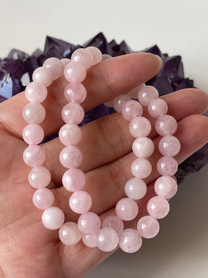 Grade A Rose Quartz Crystal Bead Bracelet 8mm Genuine image 1