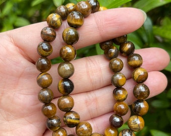 Grade A++ Tiger Eye Crystal Bead Bracelet 8mm, Genuine Gemstone Bracelet, Dispelling Fear and Anxiety, Gift for Men & Women