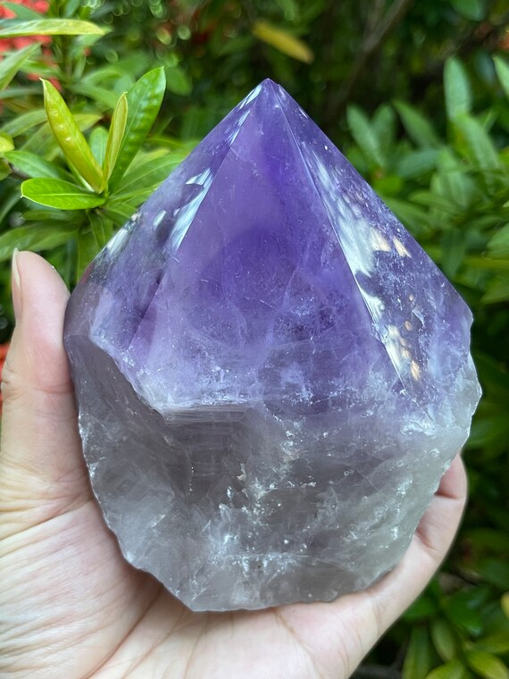 Standing Amethyst Top Polished Rough Point Amethyst Crystal Etsy