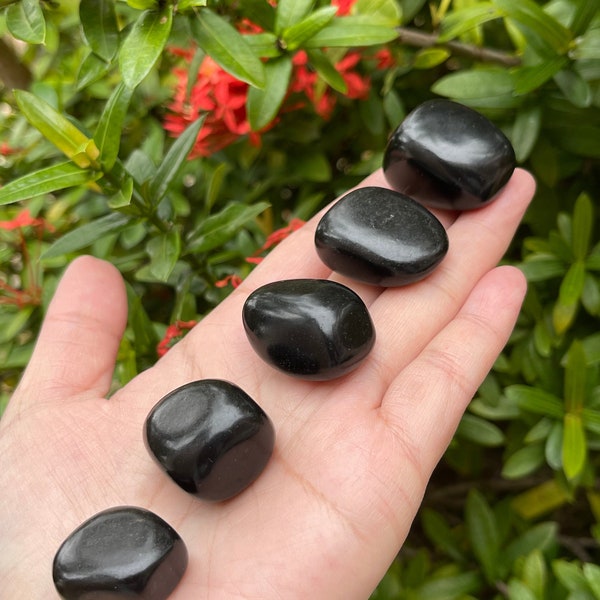 Grade A++ jet tumbled stones, 0.8-1.25 inch tumbled jet stones, jet crystals, healing crystals, pick how many