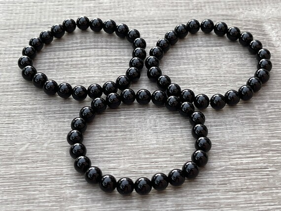 Men's Natural Stone Bracelet with Black Onyx Gemstone Cross