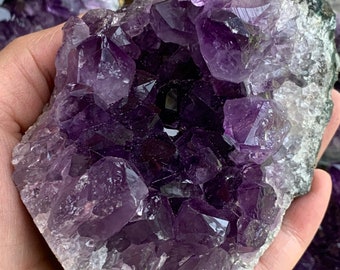 Grade A++ Deep Purple Amethyst Cluster, Amethyst Geode, Raw Amethyst, Amethyst Druze, Amethyst Crystals, 0.08-21 lbs, Pick a Size
